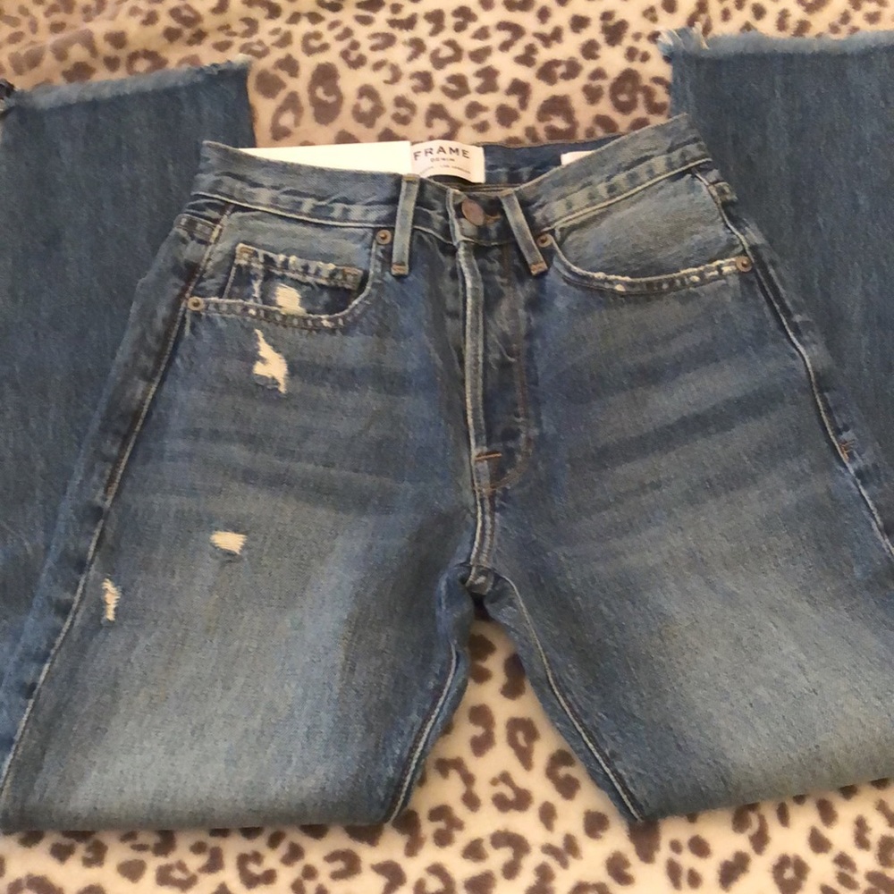 Frame Denim Le Original High Rise Straight Fit in Harborside Blue Size 24 - Picture 6 of 17
